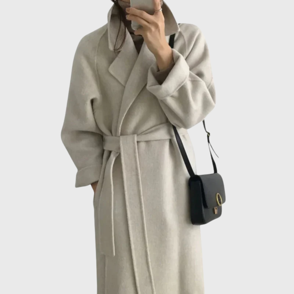 Zoe | Manteau d'Hiver pour Femme Coupe Ajustée Laine Classique - Blanc
