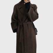 Zoe | Manteau d'Hiver pour Femme Coupe Ajustée Laine Classique - Marron