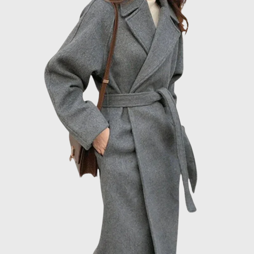 Zoe | Manteau d'Hiver pour Femme Coupe Ajustée Laine Classique - Marron