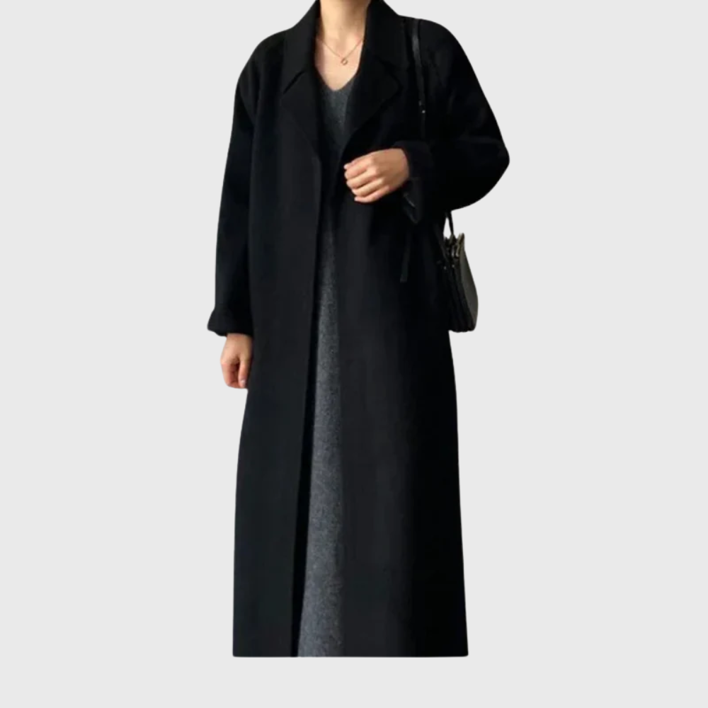 Zoe | Manteau d'Hiver pour Femme Coupe Ajustée Laine Classique - Noir