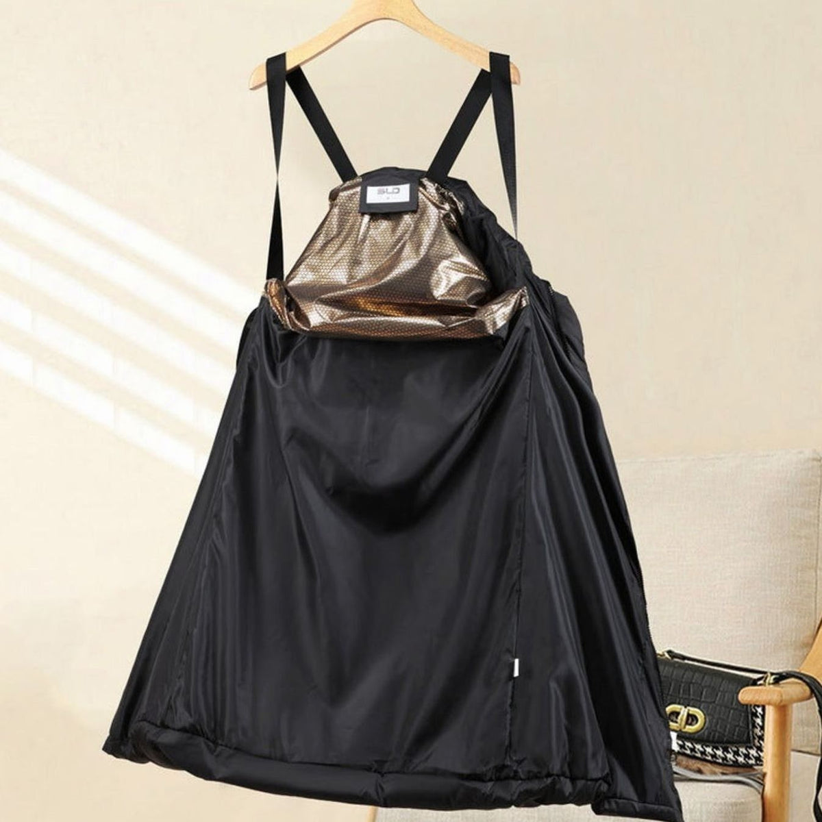 Zoe | Parka pour Femme Très Long Matelassé Capuche Rippbündchen - Noir