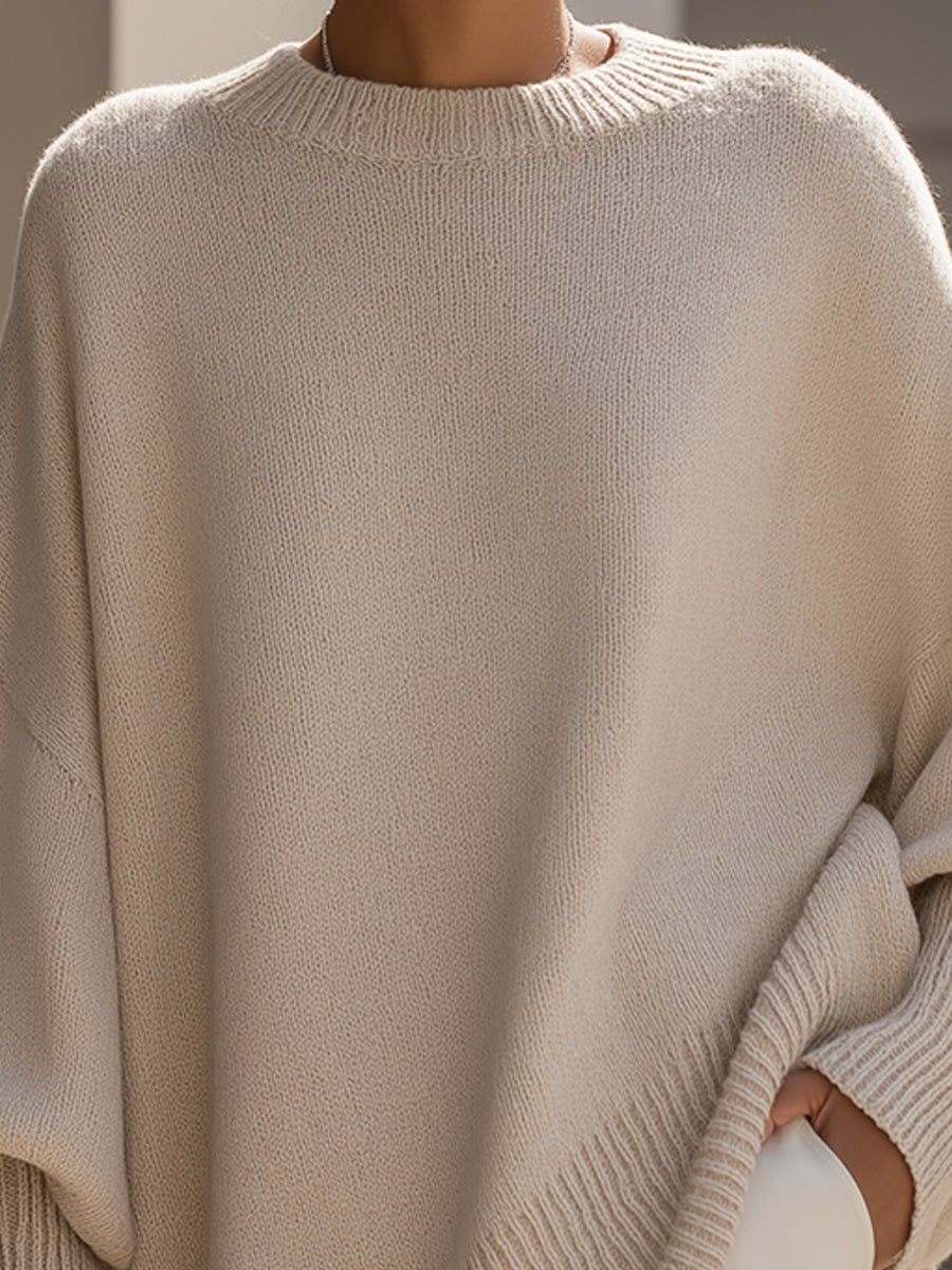 Zoe | Pull Femme Oversize Coupe Ample Élégant - Beige