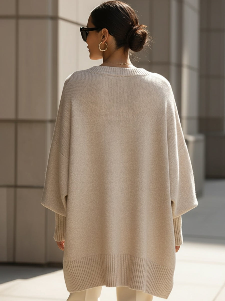 Zoe | Pull Femme Oversize Coupe Ample Élégant - Beige
